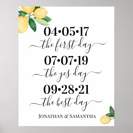 Beste dag bruiloft Datum Ja Dag Mons Teken Poster (Voorkant)