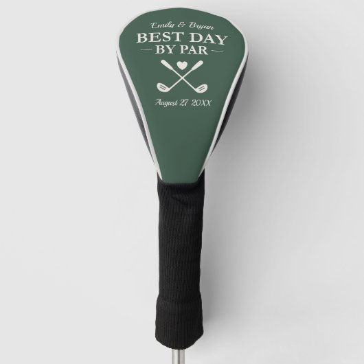 Beste Dag By Par Moderne Gepersonaliseerde Trouwda Golfheadcover (Voorkant)