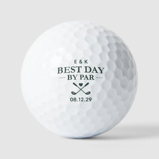 Beste dag door Par Elegant Persoonlijke Trouwdag Golfballen (Voorkant)