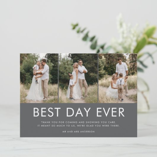 Beste dag elke 3 foto bruiloft bedankt (Staand voorkant)