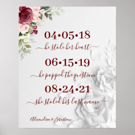 Beste dag Floral bruiloft datum Ja dag teken Poster