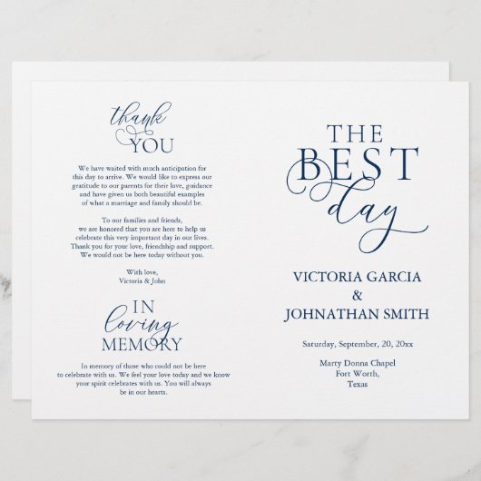 Beste dag, huwelijksfeestelijke programma's (Voorkant / Achterkant)