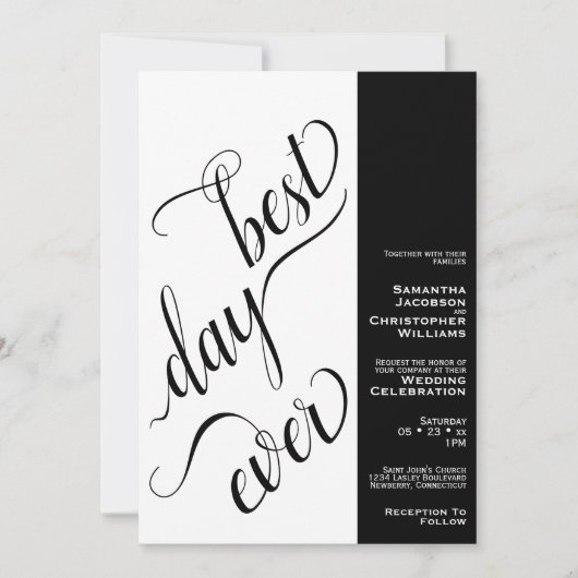 Beste dag, moderne 2-paars zwart-witbruiloft kaart (Voorkant)