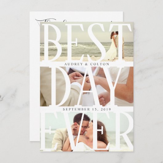 Beste dag moderne bruiloft bedankt aankondiging (Voorkant / Achterkant)