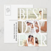 Beste dag moderne fotobruiloft bedankt aankondigingskaart (Voorkant / Achterkant)
