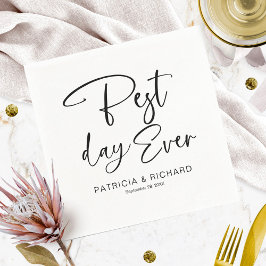 Beste dag, moderne kalligrafie bruiloft servet