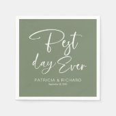 Beste dag, moderne kalligrafie bruiloft servet (Voorkant)