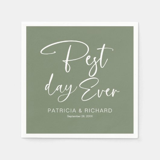 Beste dag, moderne kalligrafie bruiloft servet (Voorkant)