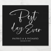 Beste dag, moderne kalligrafie bruiloft sparkling wijnetiket (Enkel label)