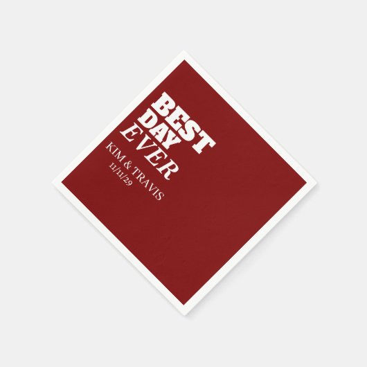 BESTE DAG OOIT Aangepaste NAAM & TEKST TROUW Servet (Hoek)
