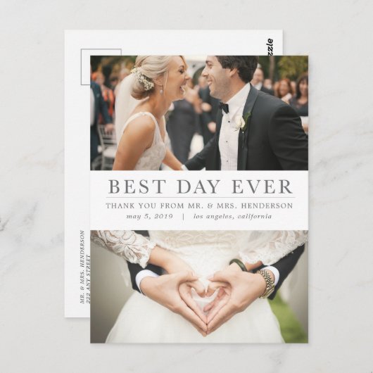 Beste dag ooit Bedankt Briefkaart (Voorkant / Achterkant)