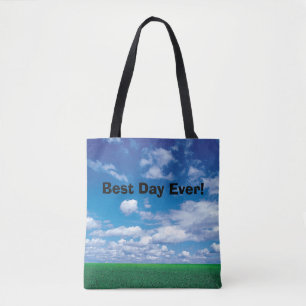 Beste dag ooit! Blauwe hemelgras tas