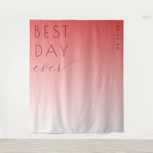Beste Dag Ooit Blij Roze Gradiënt Minimalistisch Wandkleed (Voorkant)