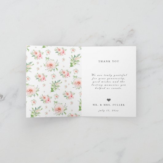 Beste dag ooit bloemenbruiloft foto dank u bedankkaart (Binnen)