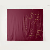 Beste dag ooit bordeauxrood en goud script bruilof wandkleed (Voorkant (horizontaal))