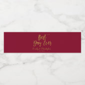 Beste dag ooit Bourgondië en goudfolie Waterfles Etiket (Enkel label)