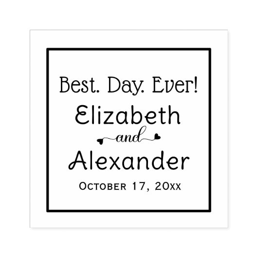 Beste. Dag. Ooit! Bruid Bruidegom Namen Typografie Rubberstempel (Afrduk)