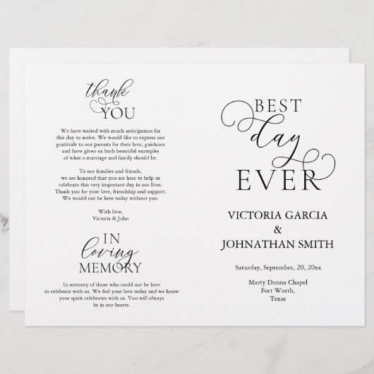 Beste dag ooit, bruiloft-ceremonie uitvoerbaar (Voorkant / Achterkant)