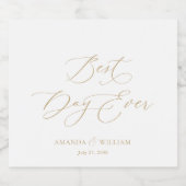 Beste dag ooit bruiloft champagne label sparkling wijnetiket (Enkel label)