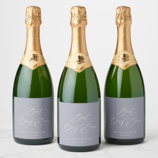Beste dag ooit bruiloft champagne label sparkling wijnetiket (Flessen)