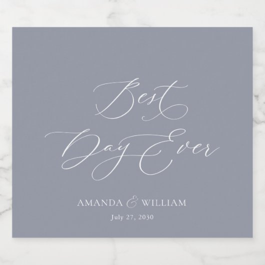 Beste dag ooit bruiloft champagne label sparkling wijnetiket (Enkel label)