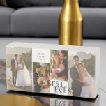 Beste dag ooit bruiloft fotocollage houten kist print<br><div class="desc">Best Day Ever bruiloft foto houten blok met 4 bruiloft afbeeldingen en uw aangepaste tekst, zoals de namen van het echtpaar en hun trouwdatum. De sjabloon is zo ingesteld dat u maximaal 4 foto's kunt toevoegen, weergegeven in verticaal portretformaat. Het ontwerp is in zwart, wit en grijs - als u...</div>
