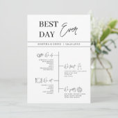 Beste dag ooit bruiloft tijdlijn programmakaart (Staand voorkant)