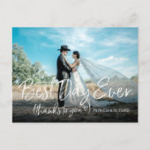 Beste dag ooit Chic bruiloft Dank u foto Briefkaart (Voorkant)