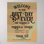 Beste dag ooit Earthtone Retro bruiloft welkom Poster (Voorkant)
