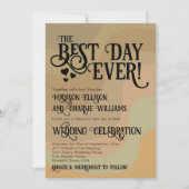 Beste dag ooit Earthtone Retro Swirls Bruiloft Kaart (Voorkant)