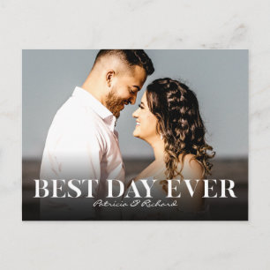 Beste Dag Ooit Eenvoudige Huwelijk Dank u Foto Briefkaart