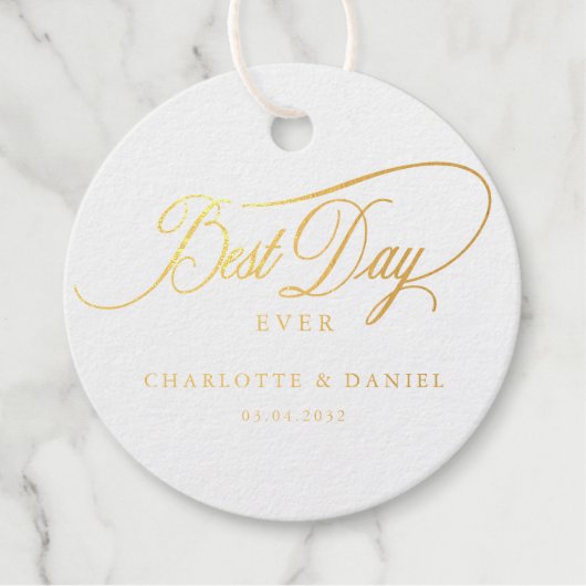 BESTE DAG OOIT! Elegant, bruiloft Bedankjes Labels (Voorkant)