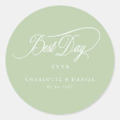 BESTE DAG OOIT! Elegant, bruiloft Ronde Sticker (Voorkant)