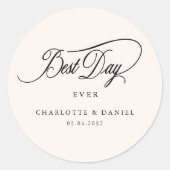 BESTE DAG OOIT! Elegant, bruiloft Ronde Sticker (Voorkant)