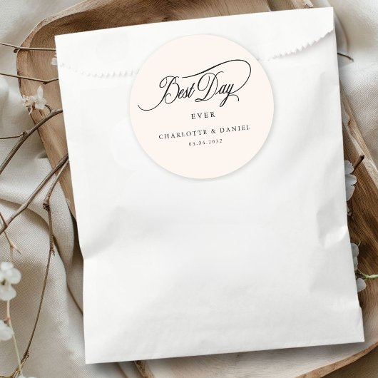 BESTE DAG OOIT! Elegant, bruiloft Ronde Sticker