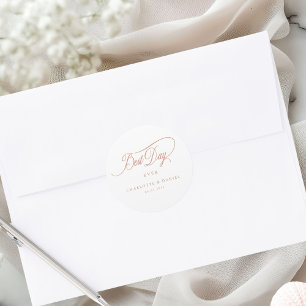 BESTE DAG OOIT! Elegant, bruiloft Ronde Sticker