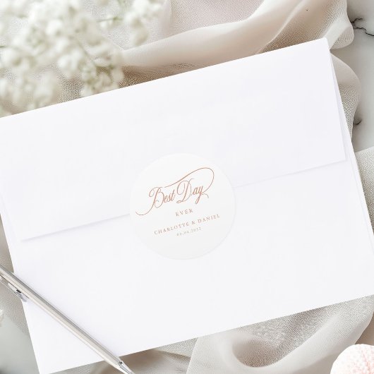 BESTE DAG OOIT! Elegant, bruiloft Ronde Sticker