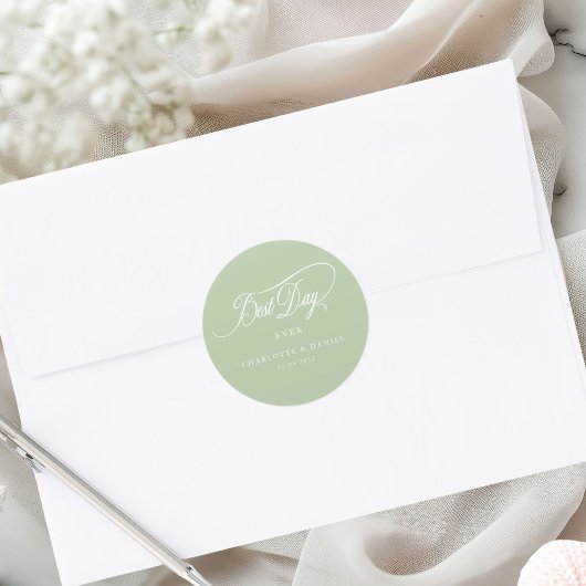 BESTE DAG OOIT! Elegant, bruiloft Ronde Sticker