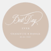 BESTE DAG OOIT! Elegant, bruiloft Ronde Sticker (Voorkant)