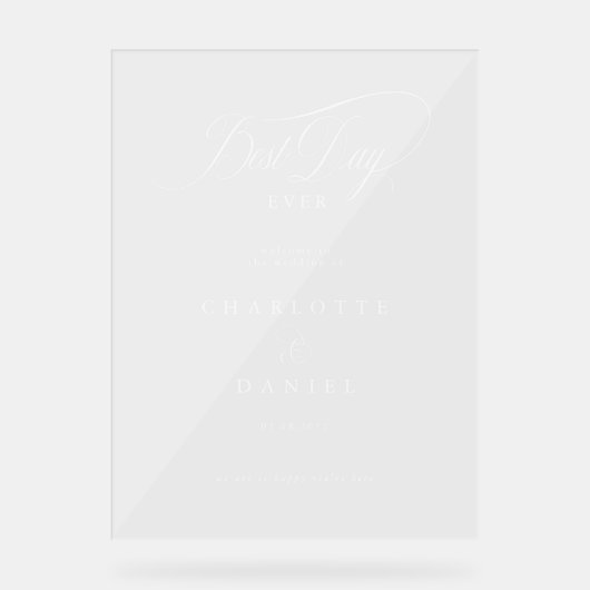 BESTE DAG OOIT! Elegant, trouwbanner Acryl Bord (Voorkant)