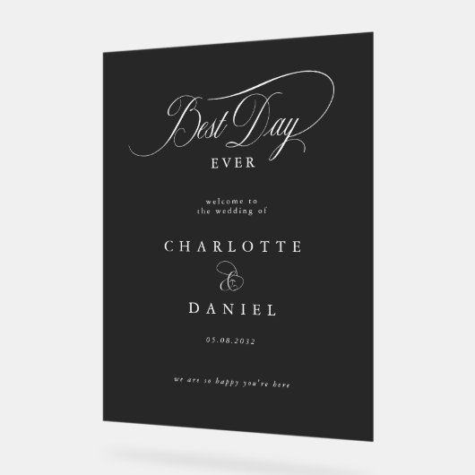 BESTE DAG OOIT! Elegant, trouwbanner Acryl Bord (Hoek)