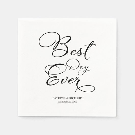 Beste dag ooit - Elegant zwart script bruiloft Servet (Voorkant)