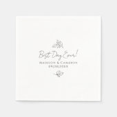 Beste dag ooit elegante bruiloft bladeren zwart &  servet (Voorkant)