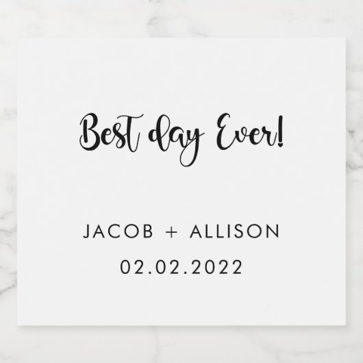 beste dag ooit : elegante bruiloft voor bierwijn bier etiket (Enkel label)