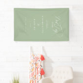 BESTE DAG OOIT! Elegante, groene trouwbanner Spandoek (Insitu)