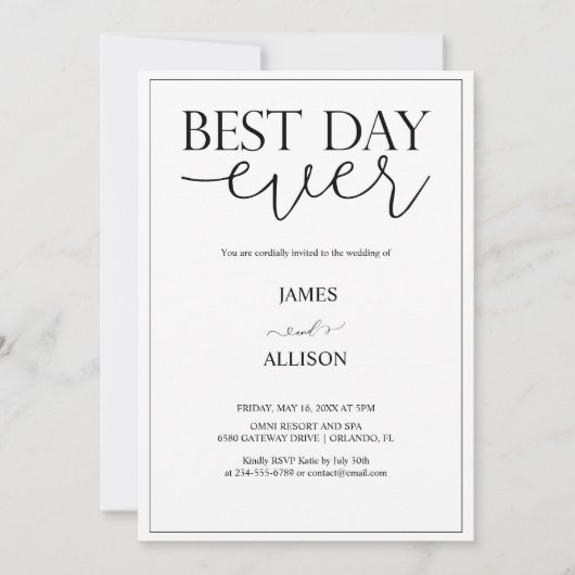 Beste dag ooit Elegante Minimalistische Eenvoudige Kaart (Voorkant)