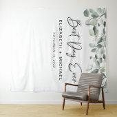 Beste dag ooit Eucalyptus groen Huwelijk Wandkleed (In Situ (horizontaal))