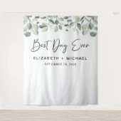 Beste dag ooit Eucalyptus groen Huwelijk Wandkleed (Voorkant)