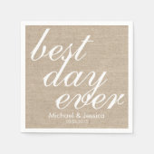 Beste dag ooit faux burlap rustieke chique bruilof servetten (Voorkant)