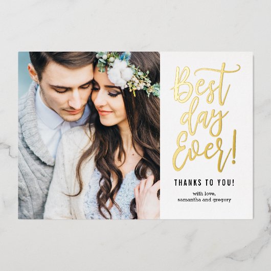 Beste dag ooit FOLIE Foto Hartelijk dank Folie Uitnodiging (Voorkant)